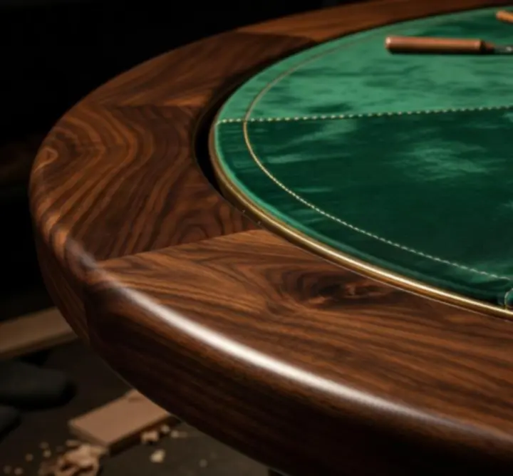 Prémium fa, szövet és fém részletek luxus blackjack asztalon