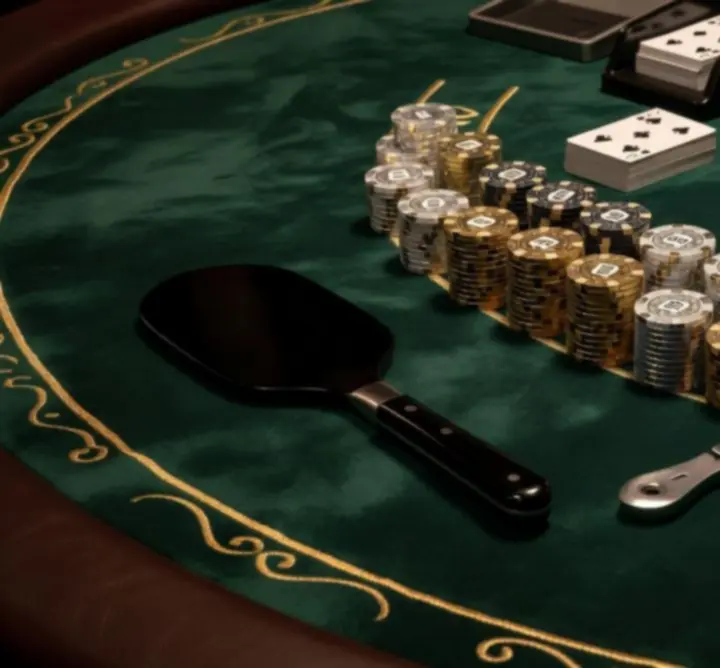 Blackjack zsetonok, kártyák és prémium kiegészítők sötét asztallapon