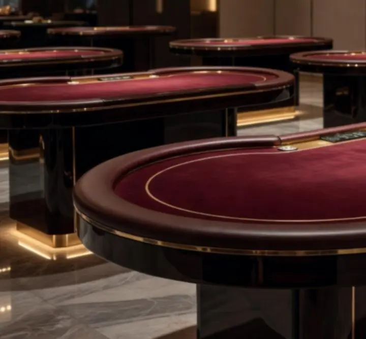 Luxus póker és blackjack asztalok prémium kaszinó bútor összeállításban