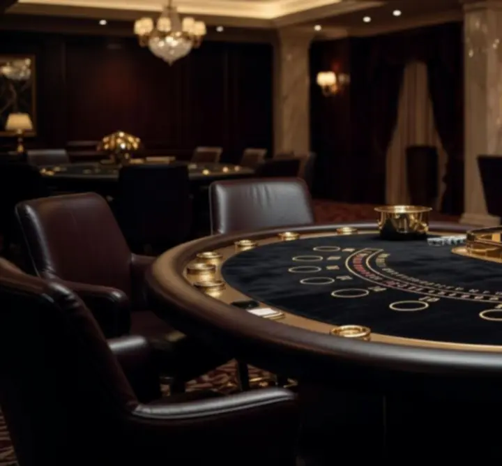 Luxus blackjack asztal elegáns, sötét kaszinó hangulatú enteriőrben